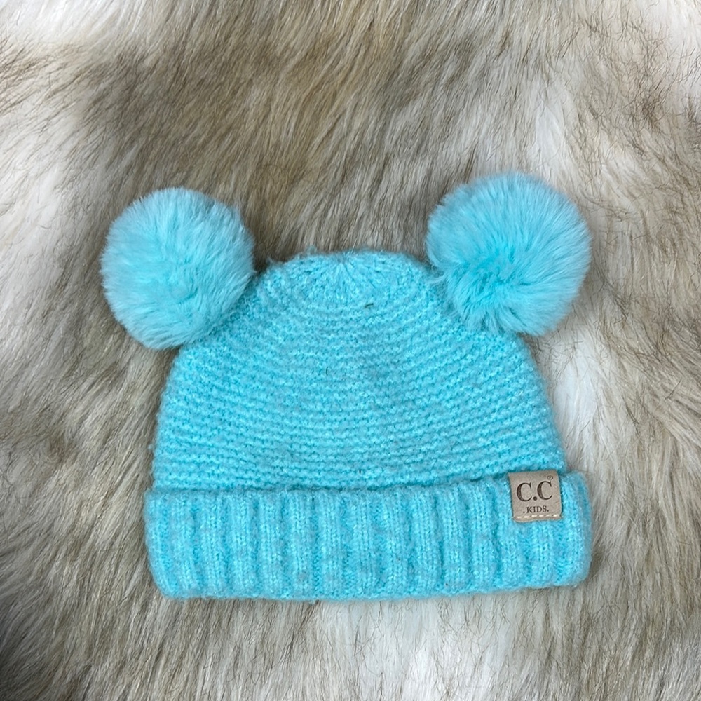 CC Kids Light Blue Pom-Pom Beanie